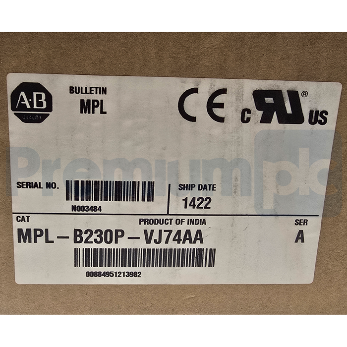 Allen Bradley MPL-B230P-VJ74AA /A Servo Motor 460V 5000RPM Keyed w/ 24VDC Brake