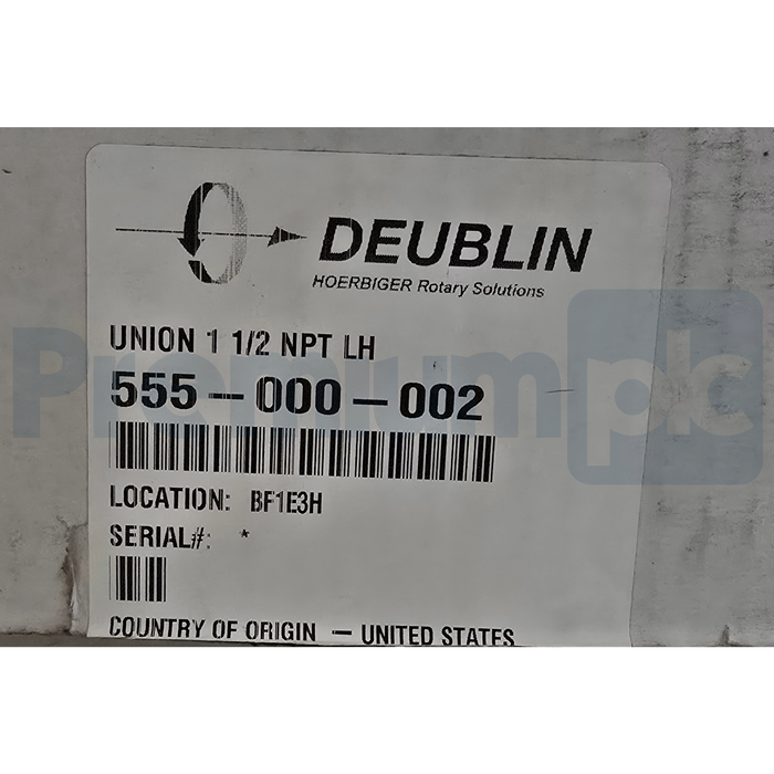 Deublin 555-000-002 | 555000002 Brass Rotary Union 1-1/2" NPT LH Thread NSMP