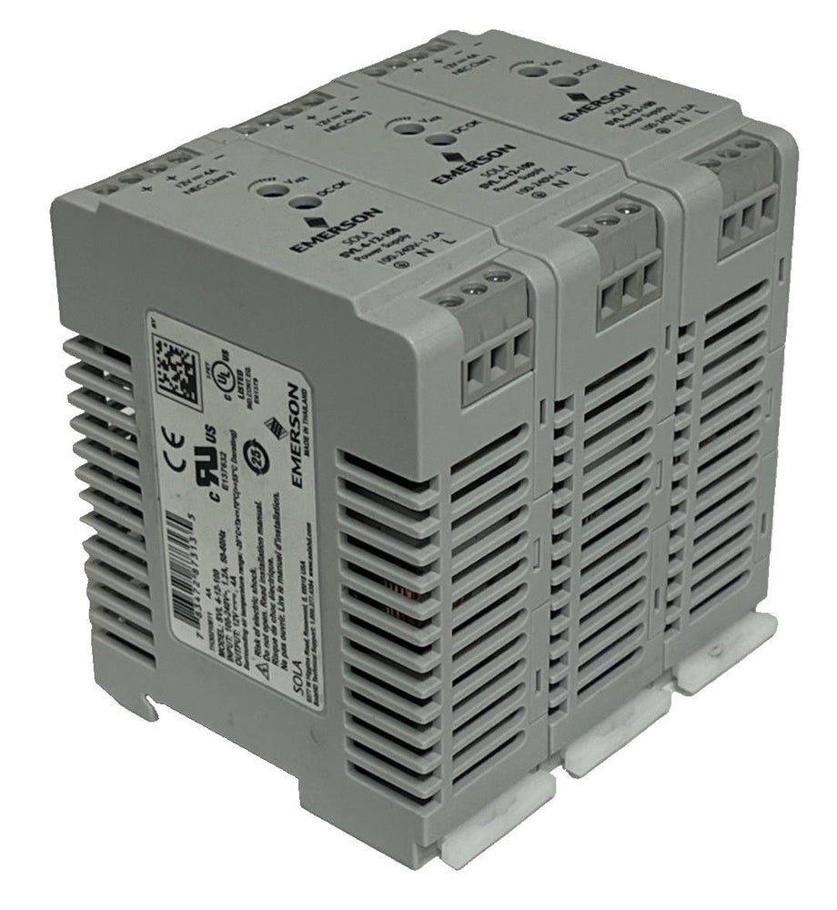 Lot of 3 Emerson SolaHD SVL 4-12-100 DIN Rail Power Supplies 12V 4A 48W