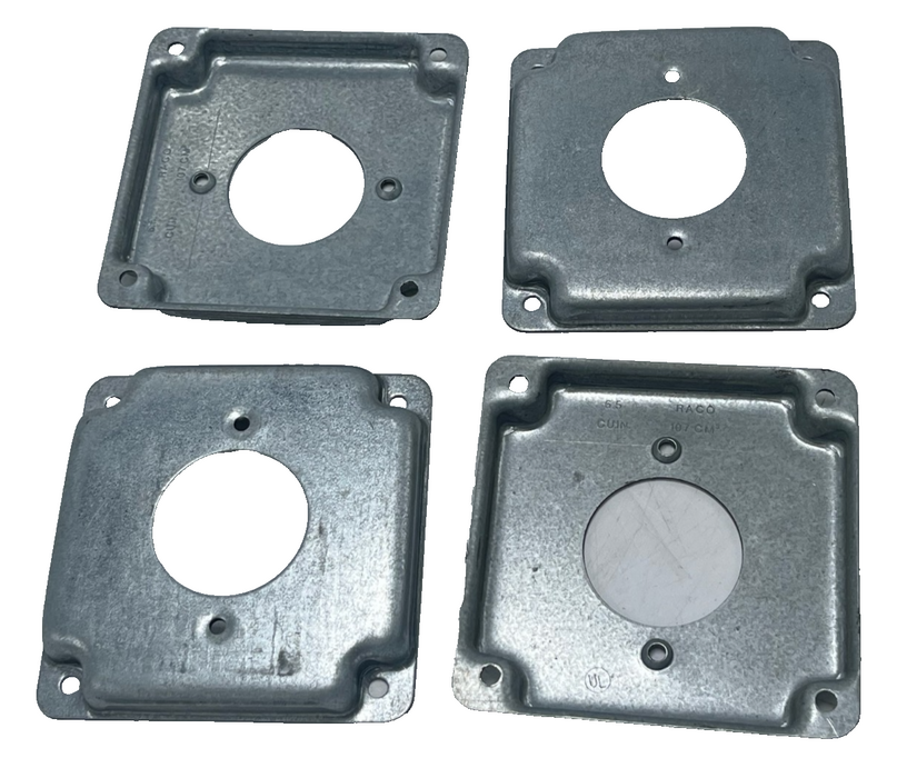 Lot of 4 RACO 812C 2-GFCI 6.5 cu. in. Steel Square Exposed Work Covers - NEW