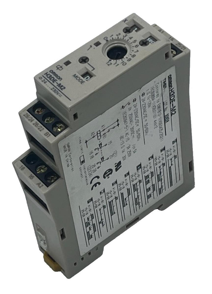 Omron H3DE-M2 Multi-Function Timer Relay 24-230V AC/DC DPDT DIN Rail Mount