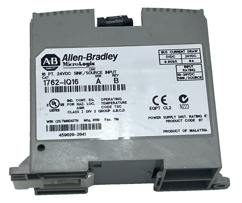 Allen-Bradley 1762-IQ16 Series A Rev B MicroLogix 16-Point 24VDC Input Module