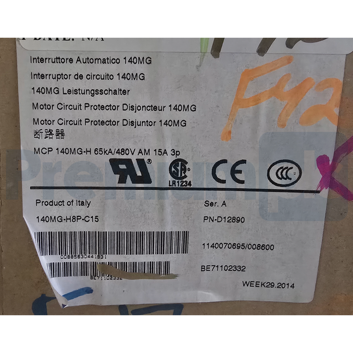 Allen-Bradley 140MG-H8P-C15 /A Motor Circuit Protector MCP 15A 3P 65kA 480V NSMP