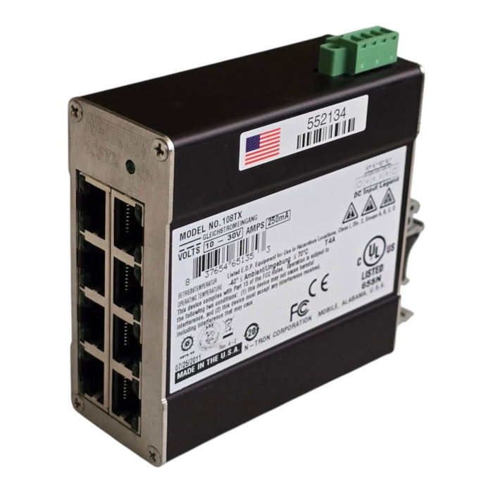 Red Lion N-Tron 108TX Industrial Ethernet Switch 8-Port 10/100BaseTX DIN Rail