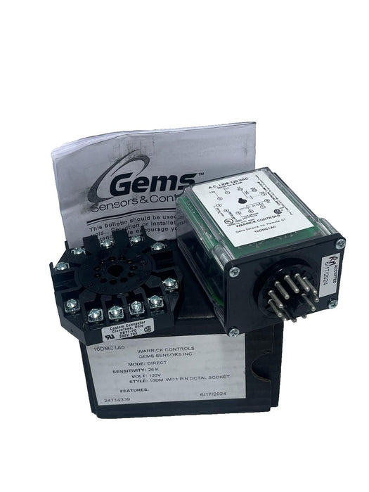 Warrick Gems 16DMC1A0 Level Control Relay DPDT 26K Sensitivity 120V 11-Pin - New
