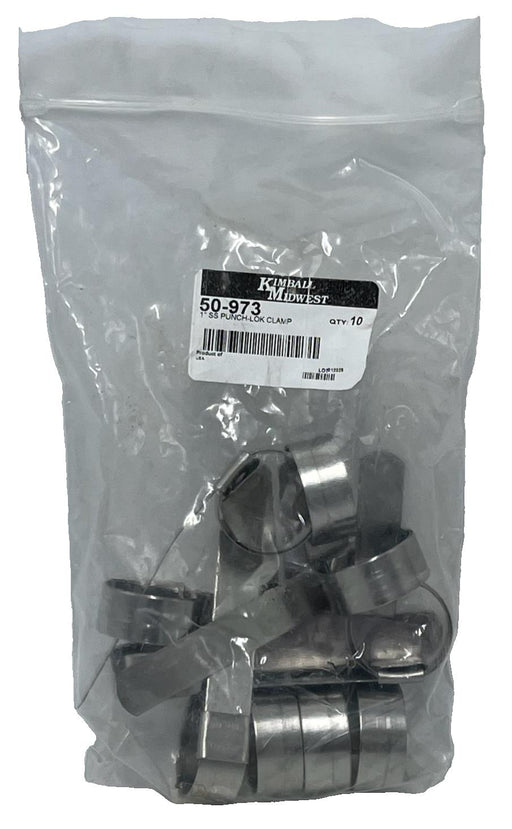 10 Pack Kimball Midwest 50-973 Stainless Steel Punch-Lok Clamps 1" ID x 5/8" W
