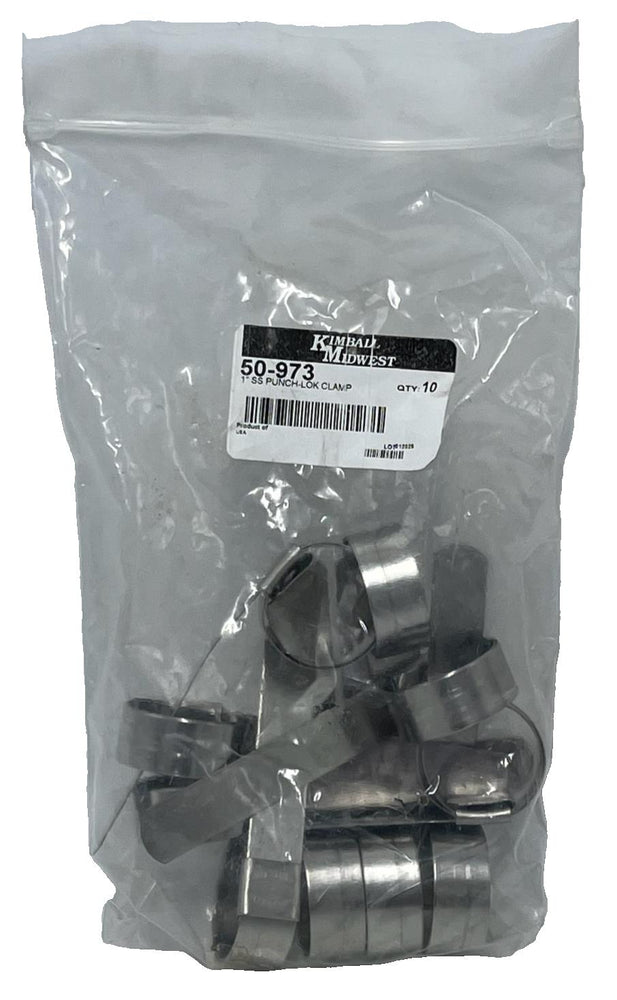 10 Pack Kimball Midwest 50-973 Stainless Steel Punch-Lok Clamps 1" ID x 5/8" W