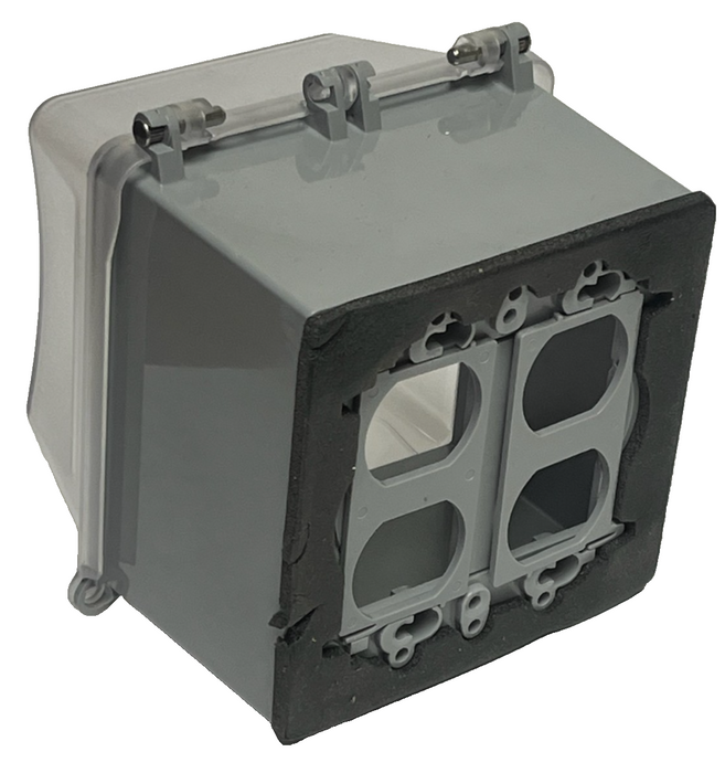 TayMac MM7420 2-Gang Weatherproof In-Use Cover Extra Duty 55-in-1 Gray/Clear