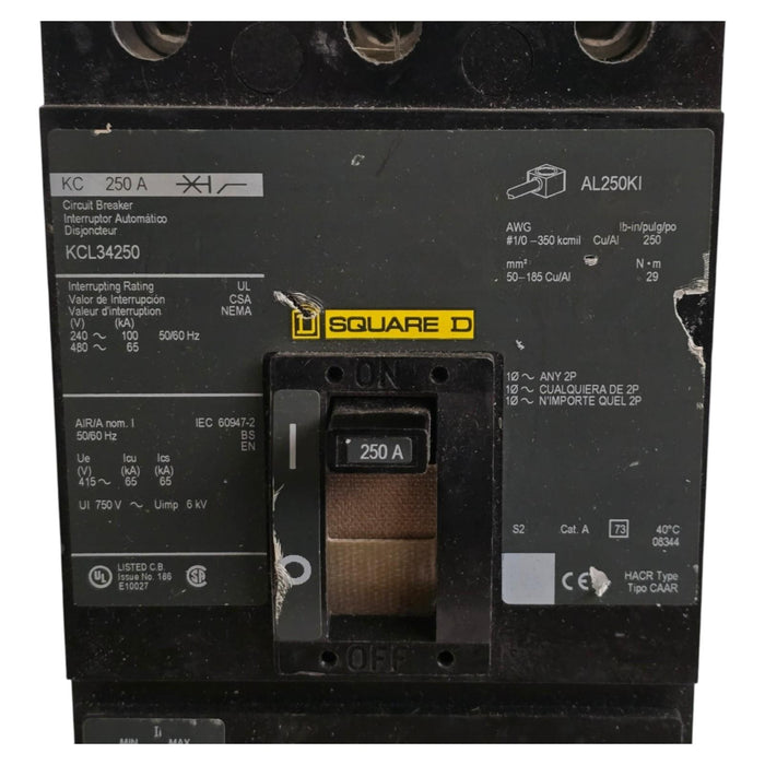 Square D KCL34250 Circuit Breaker | 3 Pole | 250 Amp | 480V | 65kA @ 480V NSNP