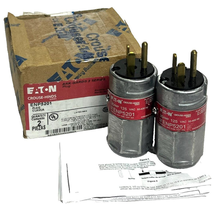 Box of 2 Eaton Crouse-Hinds ENP5201 Ark-Gard 2 Series Plugs | 20A 125V ,  NSMP