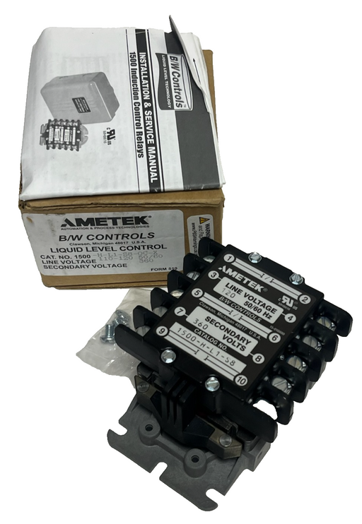 NEW Ametek B/W Controls 1500-H-L1-S8-OC-X Liquid Level Control Relay 120V 360V