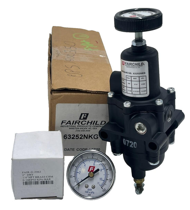 NEW Fairchild 63252NKG Pneumatic Filter Regulator | Model 63 2-120 PSI 1/4" NPT