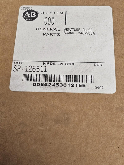 NIB ALLEN BRADLEY SP-126511 ARMATURE PULSE BOARD 346-980A 126511