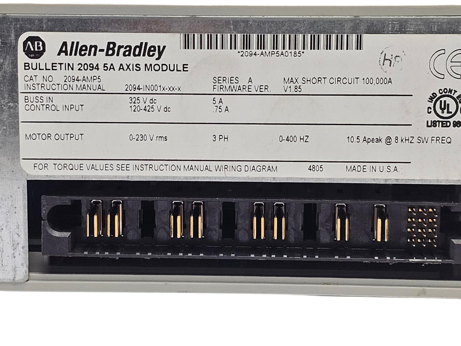 ALLEN BRADLEY 2094-AMP5 /A KINETIX 6000 AXIS MODULE 2094AMP5 SER. A