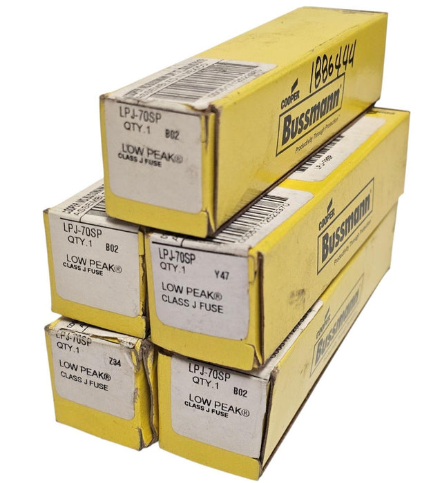 LOT OF 5 NIB COOPER BUSSMANN LPJ-70SP LOW PEAK FUSES LPJ70SP