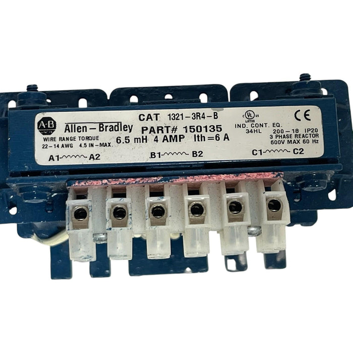 LOT OF 2 ALLEN BRADLEY 1321-3R4-B 150135 LINE REACTOR 3-PHASE 4A 6.5mH