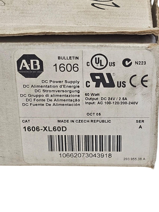 NIB ALLEN BRADLEY 1606-XL60D DC POWER SUPPLY 1606XL60D SER. A