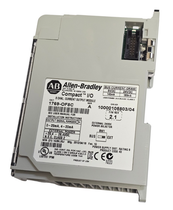 USED ALLEN BRADLEY 1769-OF8C /A COMPACT I/O OUTPUT MODULE SER. A F/W REV. 2.1