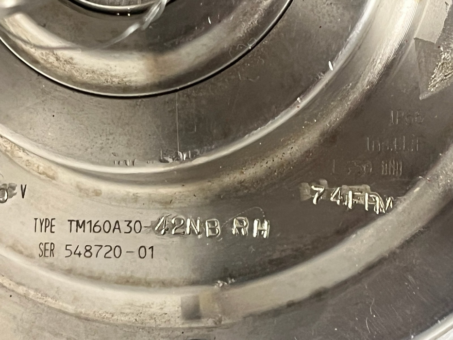 Van Der Graaf TM160A30-42NB RH Drum Motor | 480V 3PH 6.5" Dia Stainless Conveyor