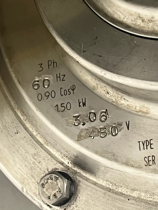 Van Der Graaf TM160A30-42NB RH Drum Motor | 480V 3PH 6.5" Dia Stainless Conveyor