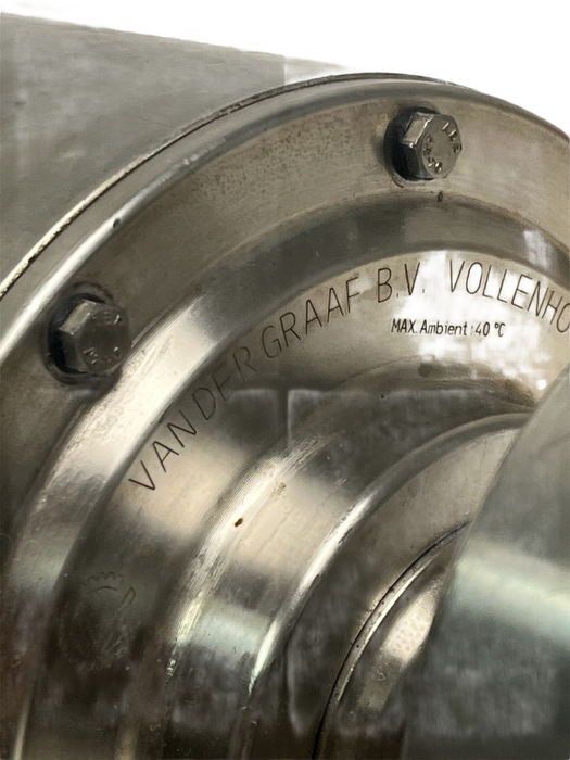 Van Der Graaf TM160A30-42NB RH Drum Motor | 480V 3PH 6.5" Dia Stainless Conveyor