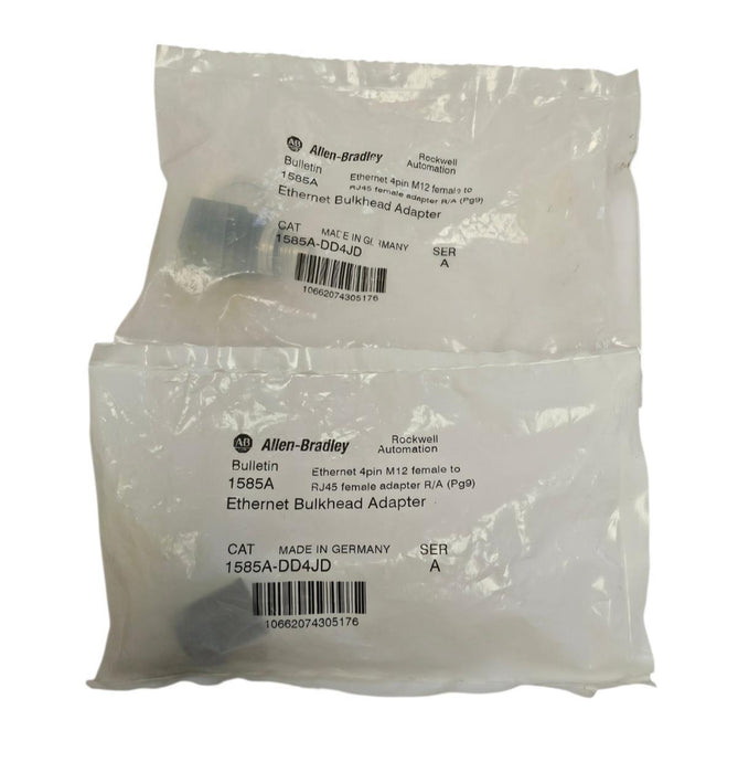 LOT OF 2 NEW ALLEN BRADLEY 1585A-DD4JD SER. A ETHERNET BULKHEAD ADAPTERS