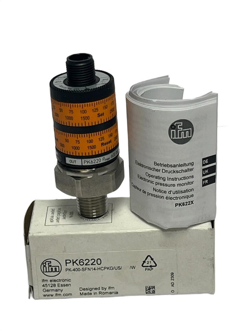 ifm PK6220 Pressure Sensor Switch PK-400-SFN14-HCPKG/US/W NEW SURPLUS