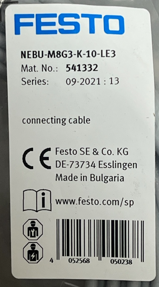Lot of 7 Festo NEBU-M8G3-K-10-LE3 Connecting Cable M8 3-Pin 10m NEW