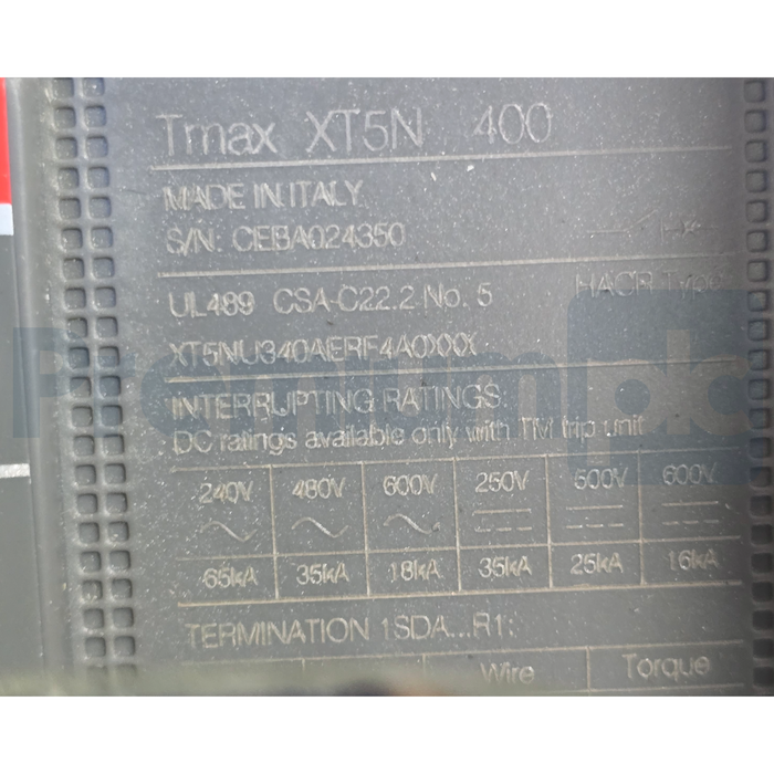 ABB Tmax XT5N 400 Ekip Dip LS/I Breaker w/ AF305-30 Contactor 400A 100-250V +Acc