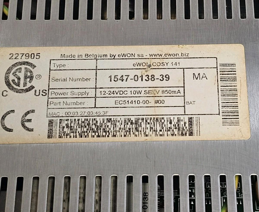 HMS INDUSTRIAL NETWORKS eWON EC51410-00-00 INDUSTRIAL COSY 141 ROUTER EC51410-00