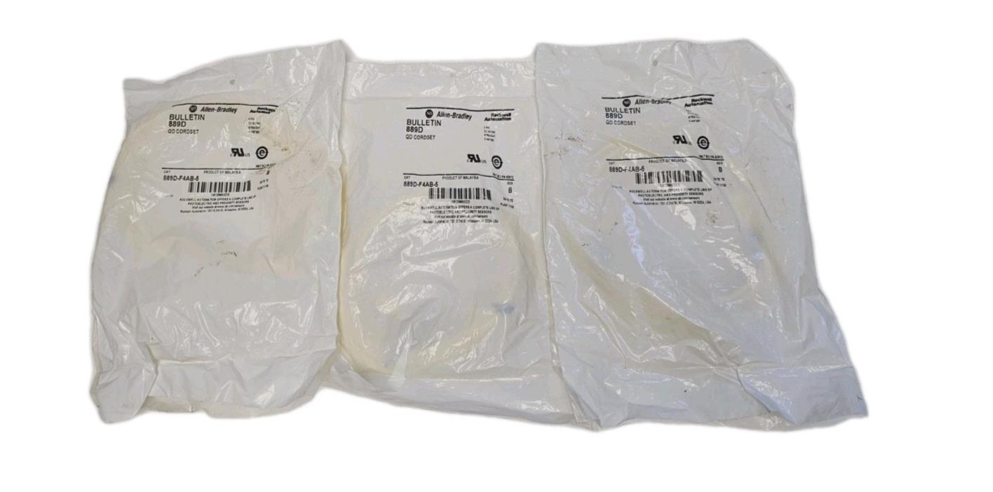 LOT OF 3 NEW ALLEN BRADLEY 889D-F4AB-5 QD CORDSETS 889DF4AB5 4-PIN SER. B
