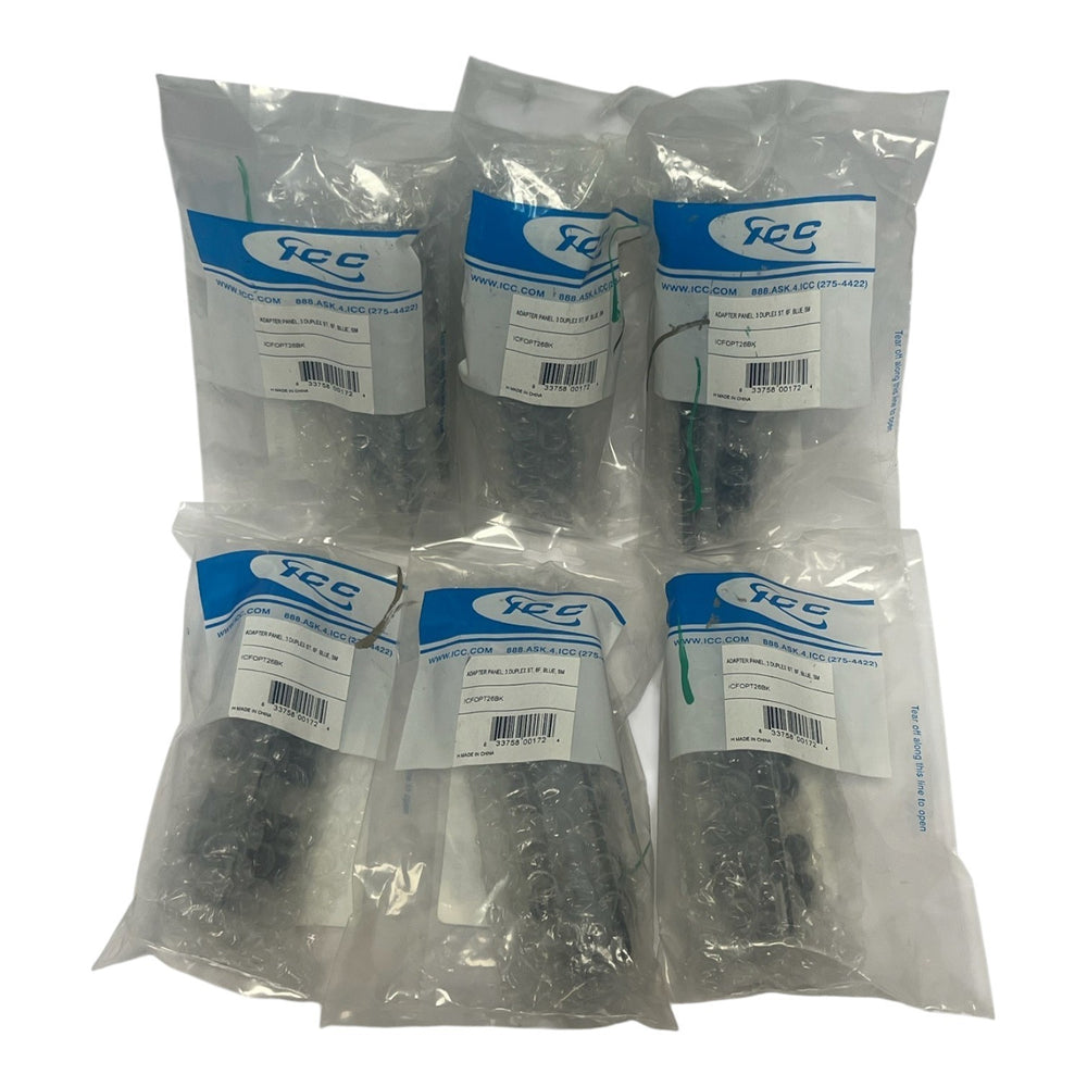Lot of 6 ICC ICFOPT26BK Fiber Optic Adapter Panel LC Quad 24-Fiber - New Sealed