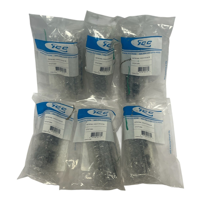 Lot of 6 ICC ICFOPT26BK Fiber Optic Adapter Panel LC Quad 24-Fiber - New Sealed