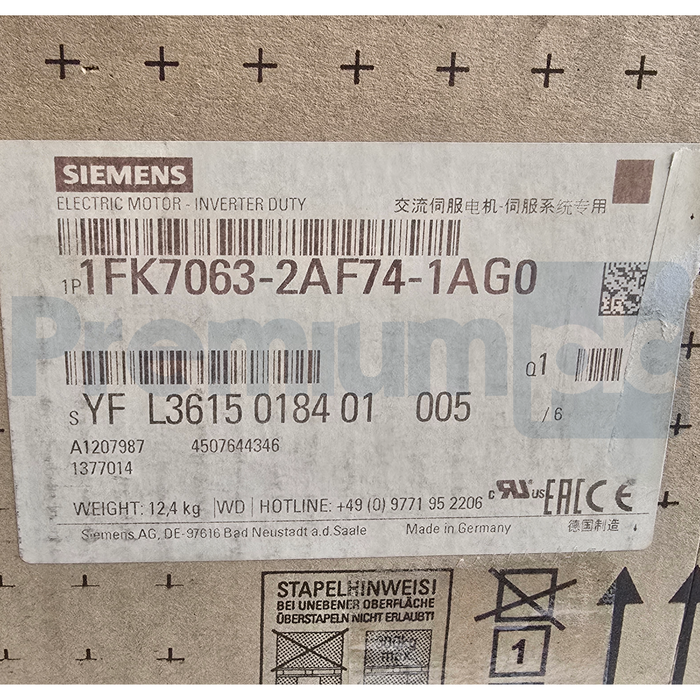 Siemens 1FK7063-2AF74-1AG0 SIMOTICS S Servo Motor 2.3kW 3000RPM 7.3Nm IP64 NSMP