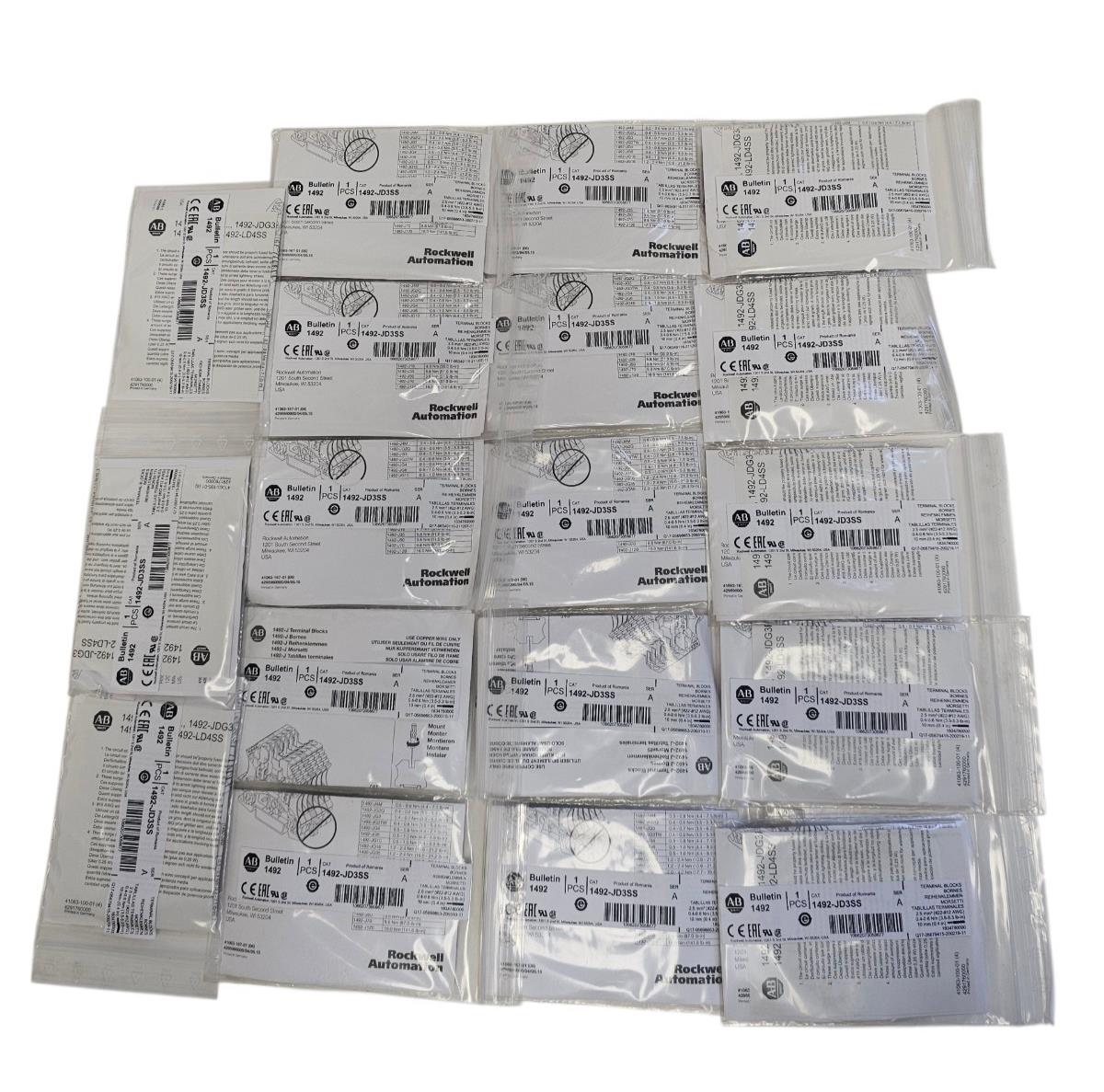 LOT OF 18 NEW ALLEN BRADLEY 1492-JD3SS TERMINAL BLOCKS 1492JD3SS SER. A
