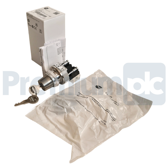 Allen Bradley 800T-H3115A /T 30mm Selector Switch 2-Pos Cylinder Lock 1-NO/1-NC