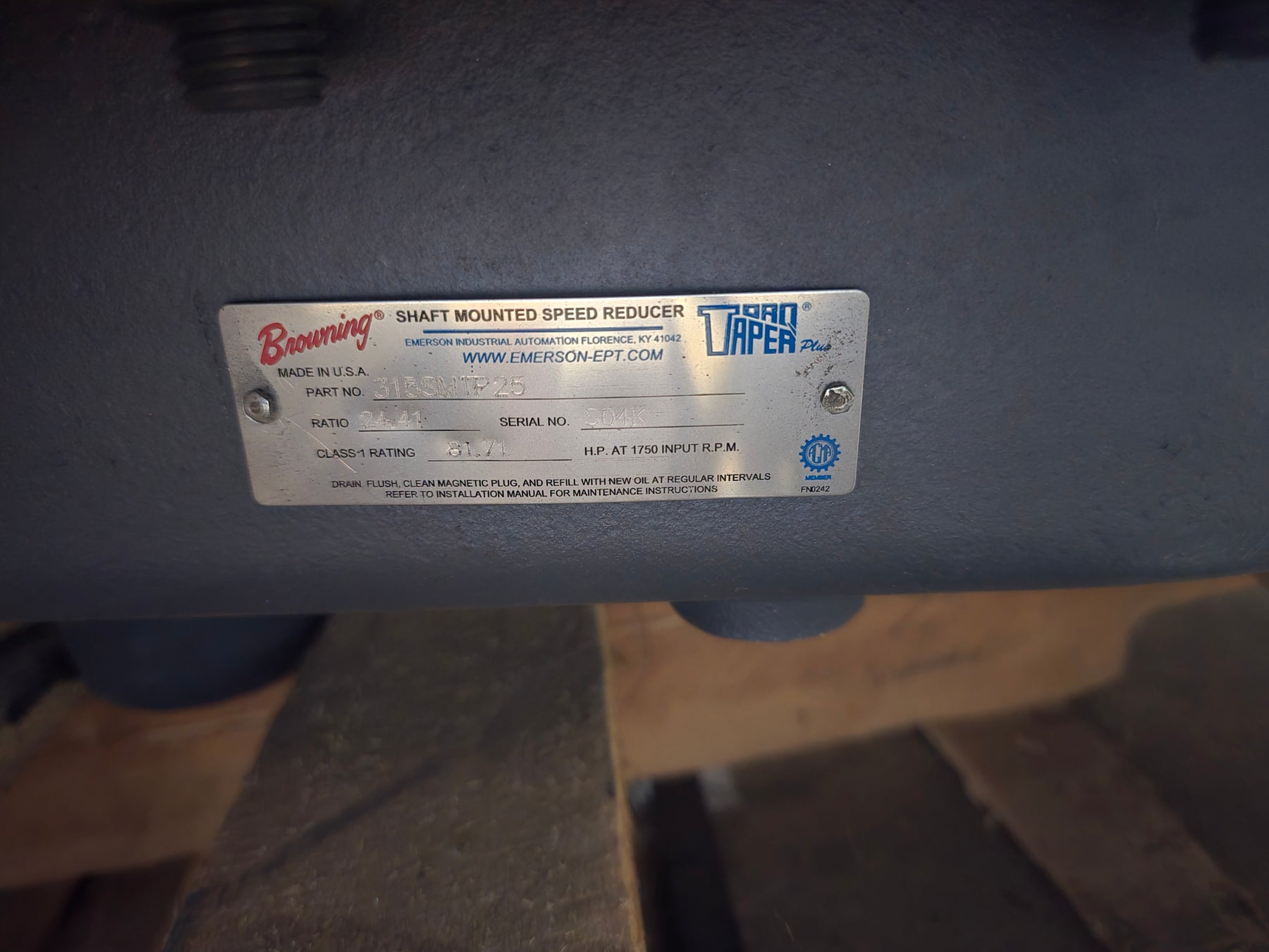 BROWNING 315SMTP-25 / 315SMPT25 SHAFT MOUNT SPEED REDUCER 25:1 P/N: PH0004