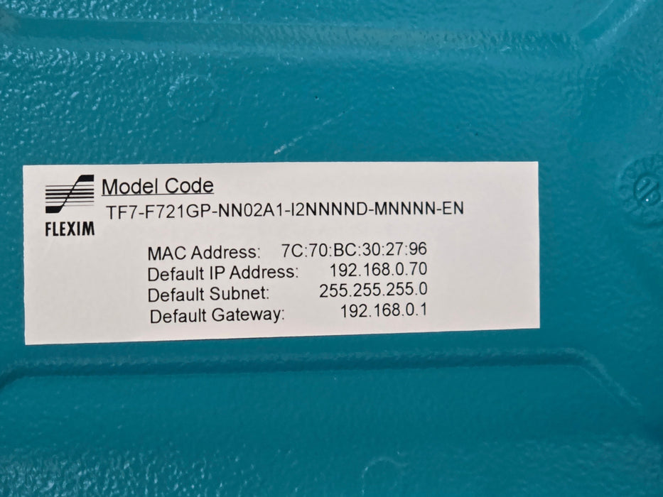 FLEXIM FLUXUS F721 ULTRASONIC FLOWMETER 2-CH TF7-F721GP-NN02A1-I2NNNND-MNNNN-EN