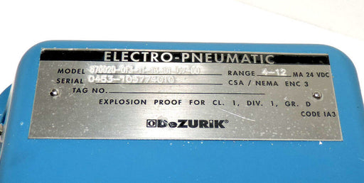 DEZURIK 870020-013-11-13-01-07-00 ELECTRO-PNEUMATIC 8700200131113010700 NEW
