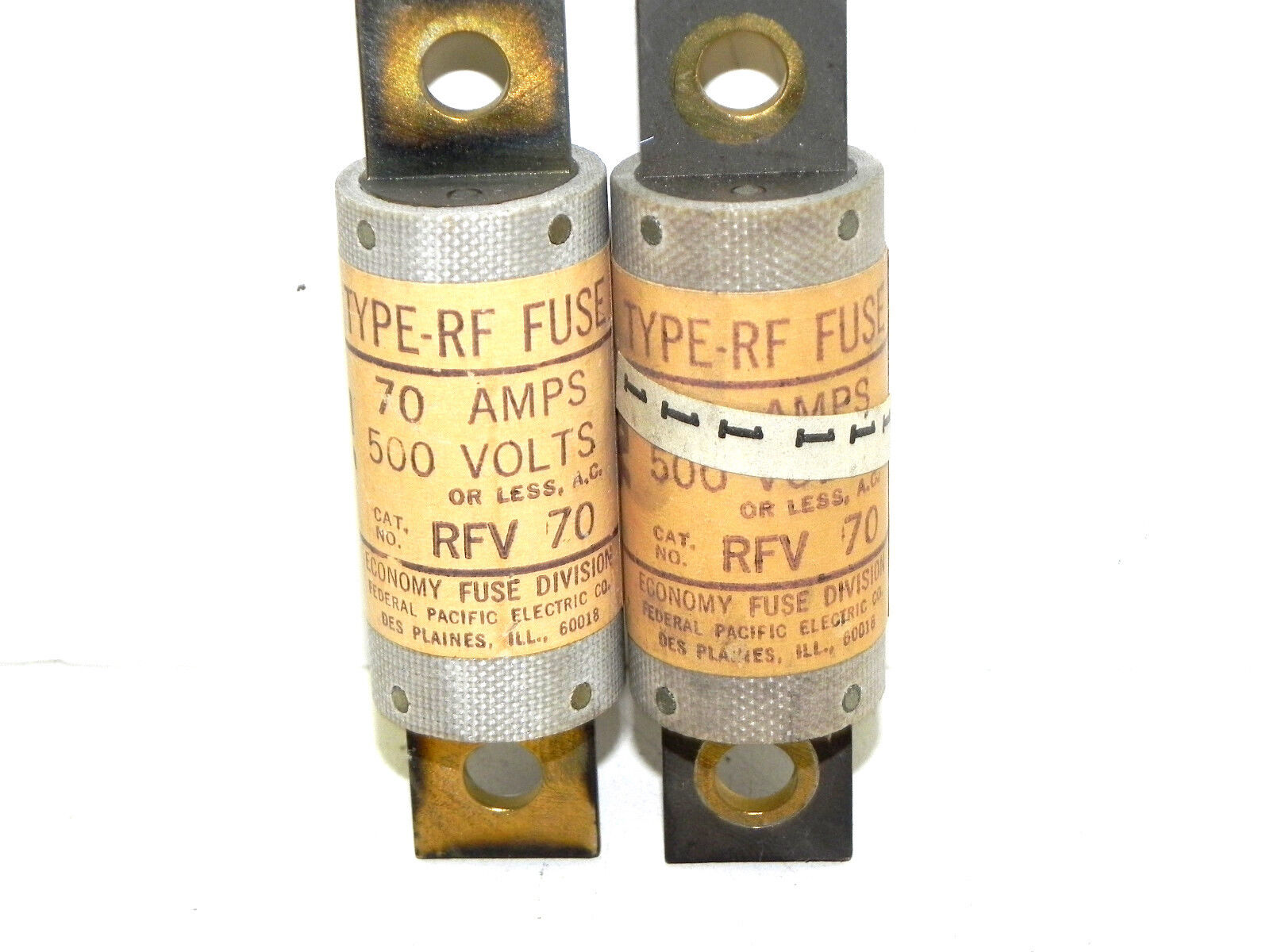 LOT OF 2 RELIANCE ELECTRIC RFV 70 FUSES 70AMP 500VAC RECTIFER TYPE RFV70