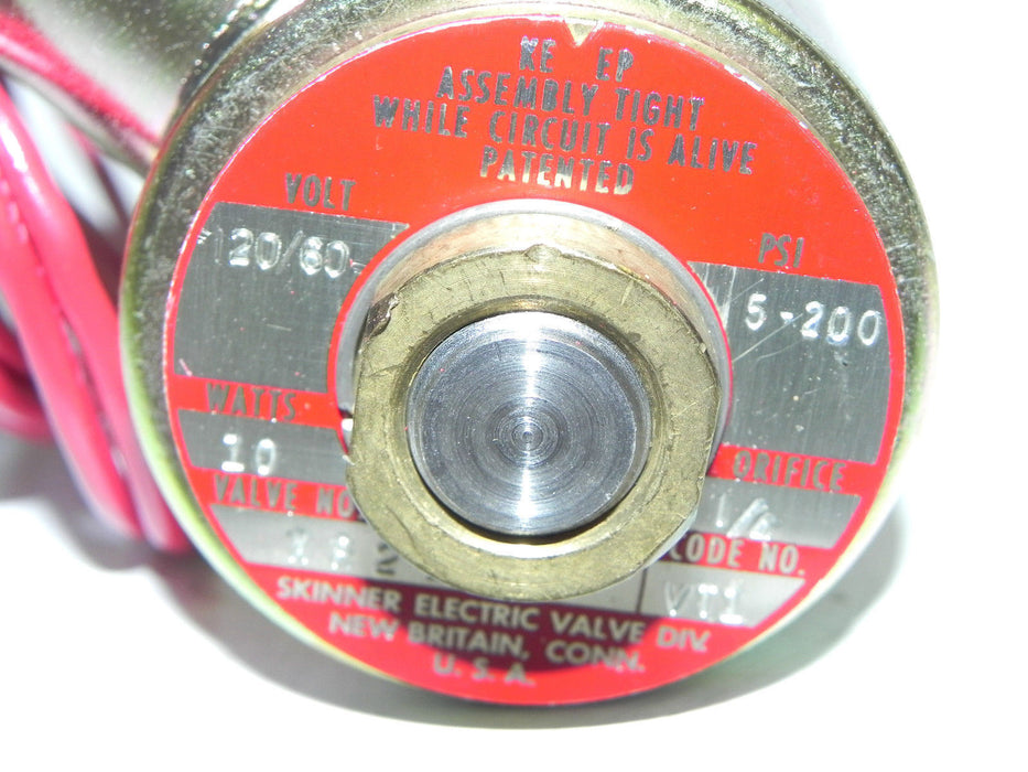 NEW SKINNER ELECTRIC VALVE 120/60 5-200PSI 1/4" ORFICE XR2DX20 CODE VT1 XR2D X20