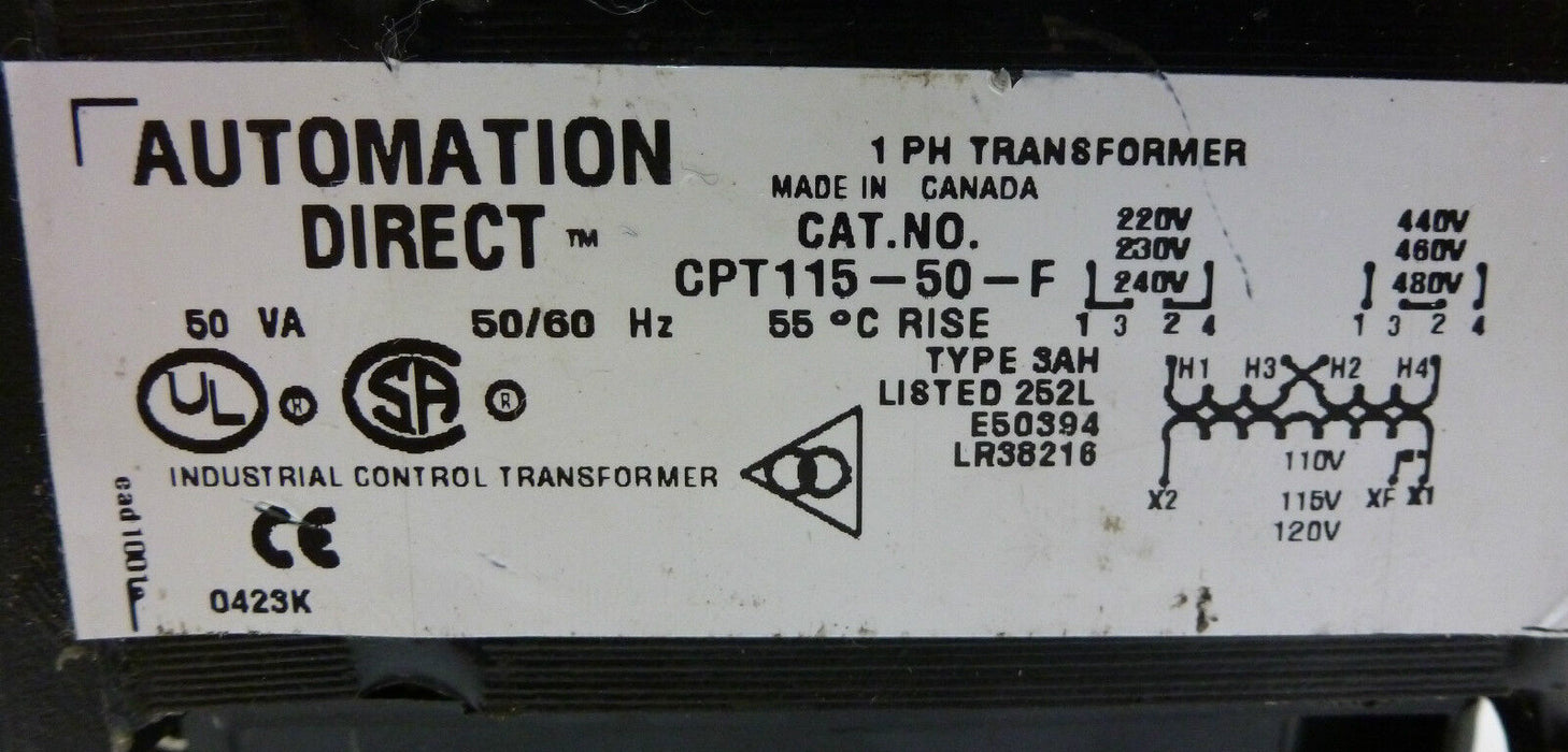 AUTOMATION DIRECT CPT115-50-F TRANSFORMER CPT11550F