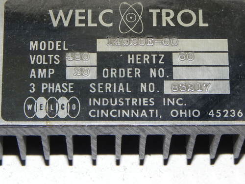 WELCO TECHNOLOGIES 14020E-00 ANALOG CONTROLLER W/ 71-077-061-002 POWER BOARD