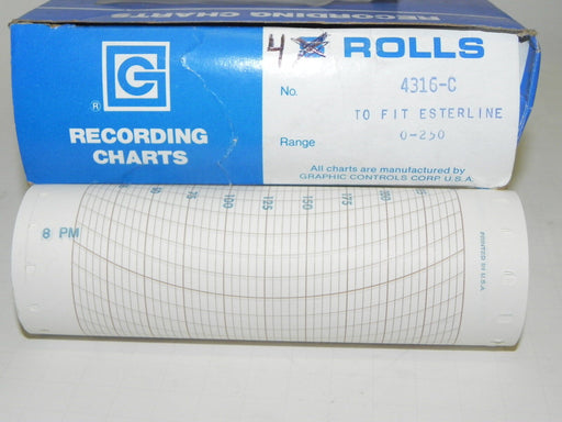 4 ROLLS GRAPHIC CONTROLS 4316-C RECORDING CHARTS NEW IN BOX FIT ESTERLINE