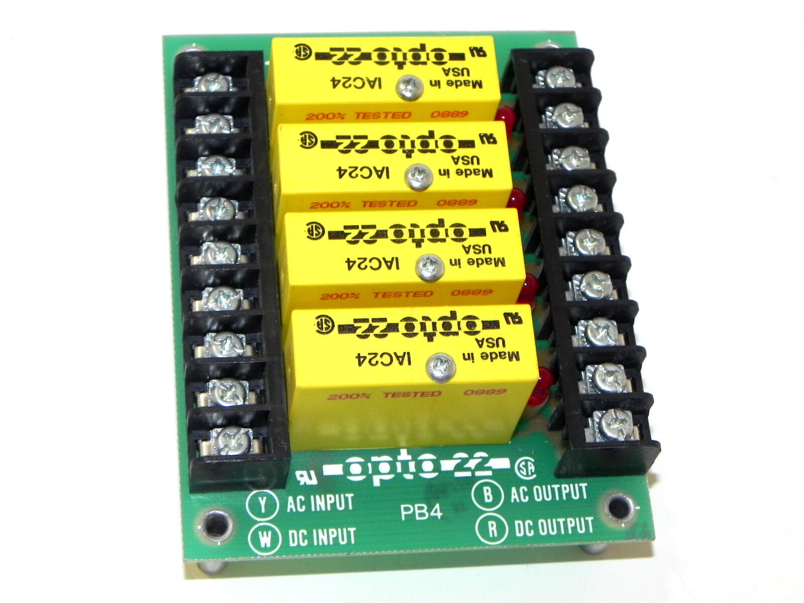 OPTO 22 PB4 BOARD W/ FOUR IAC24 RELAYS PB-4