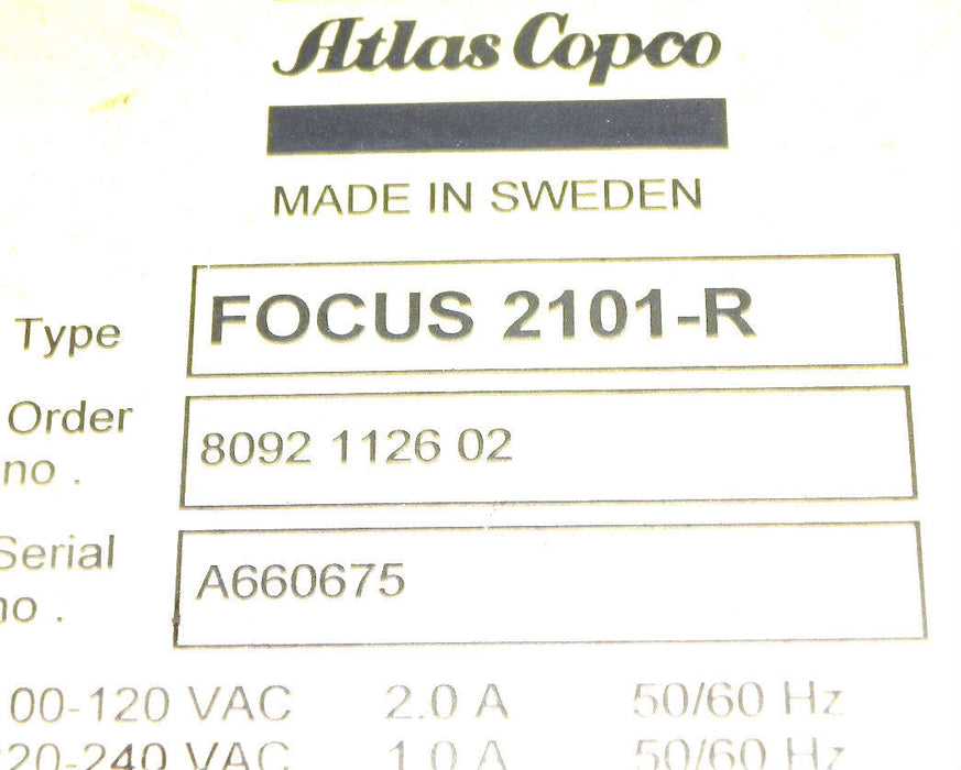 ATLAS COPCO FOCUS 2101-R NUTRUNNER CONROLLER SERIAL #: A660675