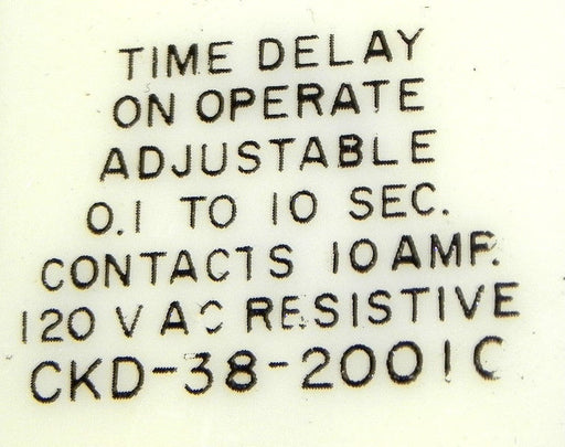 POTTER & BRUMFIELD CKD-38-20010 TIME DELAY RELAY 0.1 TO 10 SEC. 120 VAC