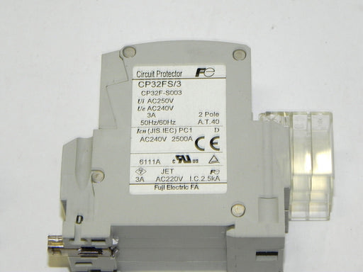 LOT OF 2 FUJI CP32FS/3 CIRCUIT BREAKERS 2P, 3A, 50/60HZ