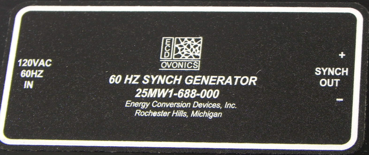 NEW ECD OVONICS 25MW1-688-000 SYNCH GENERATOR 120VAC, 60HZ, 25MW1688000