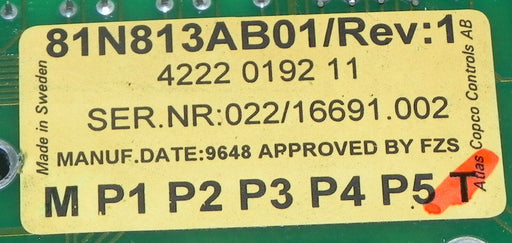ATLAS COPCO 4222 0192 11 ELECTRONIC BOARD 81N813AB01 REV. 1, 4222019211